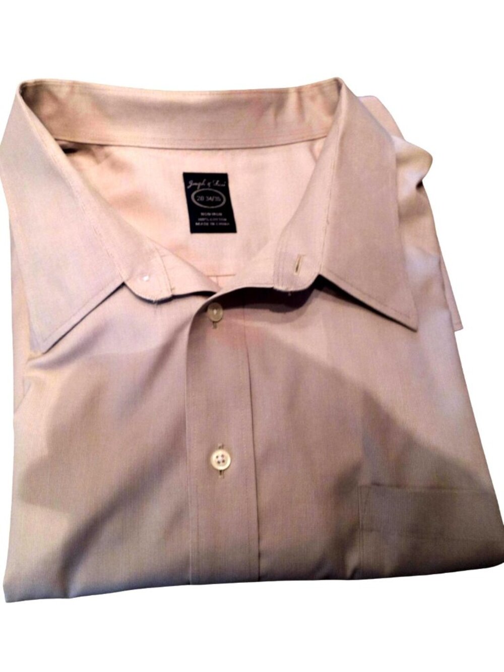 Joseph & Feiss Dress Shirt Mens 20 34/35 Beige Non Iron Cotton Long Sleeve MED. - Picture 1 of 11